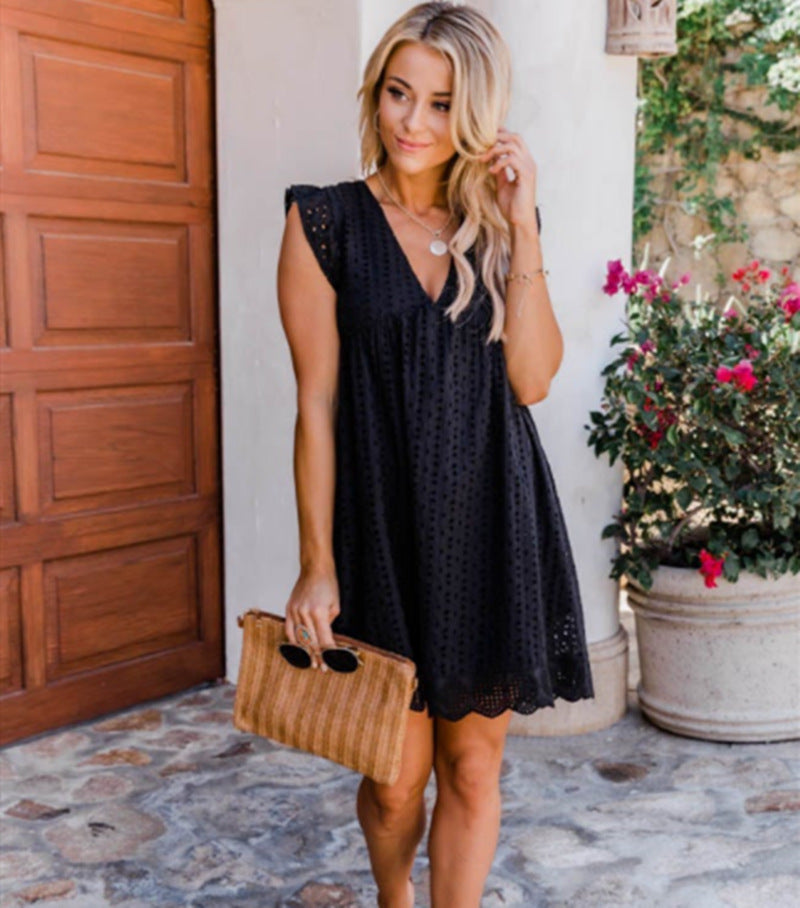 Robe d'été en dentelle Noir