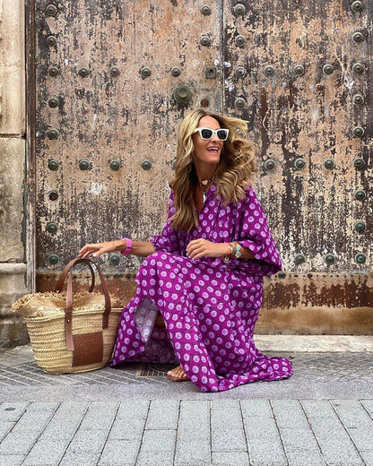 Robe Bohème vivatelle Sorties Vintage Mauve