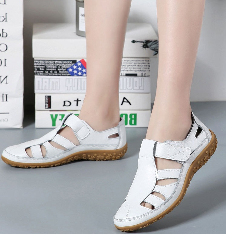 Sandales vivatelle Vintage en Cuir Véritable Blanc
