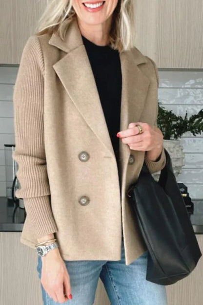 Elena - Blazer Élégant à Manches en Maille Kaki