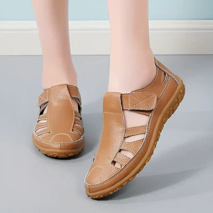 Sandales vivatelle Vintage en Cuir Véritable Brun clair