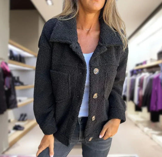Clara｜Veste Luxueuse Courte et Chaude Noir