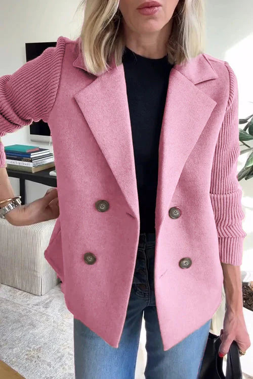 Elena - Blazer Élégant à Manches en Maille Rose