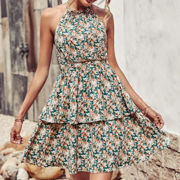 Robe Dos Nu vivatelle Sorties Bohèmes Vert