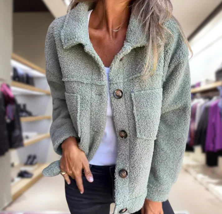 Clara｜Veste Luxueuse Courte et Chaude Vert